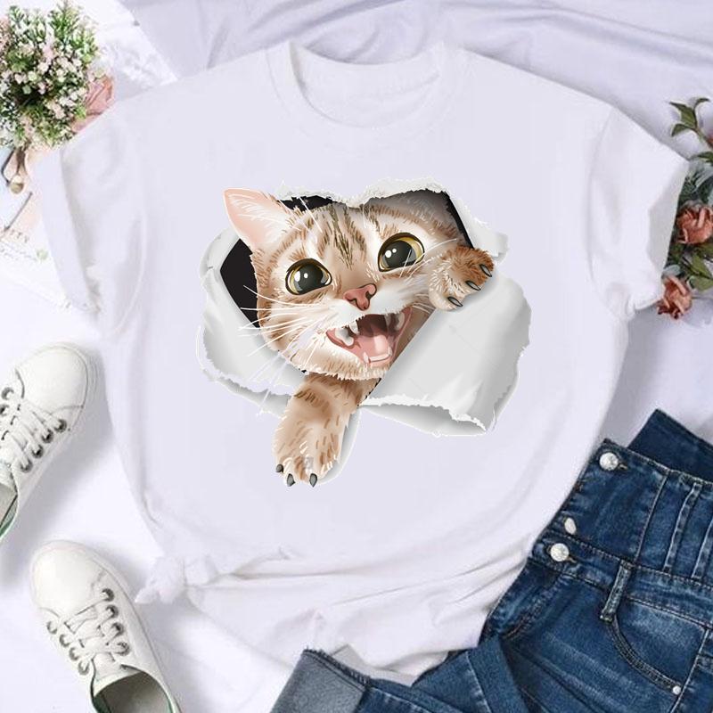 Shrimp Skin Wish Best Selling Panda And Cat Printed Short Sleeve T-Shirt Women'S Top - Image 4