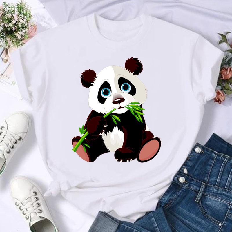 Shrimp Skin Wish Best Selling Panda And Cat Printed Short Sleeve T-Shirt Women'S Top - Image 5