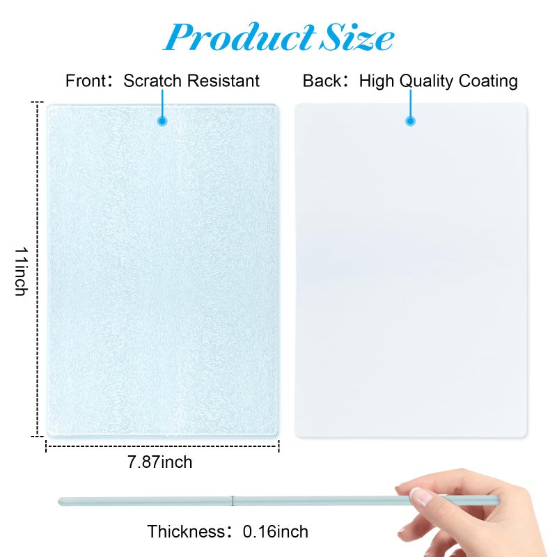 Keepwaters 6 Pcs Sublimation Cutting Board Blanks, Textured Tempered Glass Cutting Boards For Kitchen, Anti Slip Chopping Board For Countertop Heat Press Machine Personalized Home Decoration - Image 2