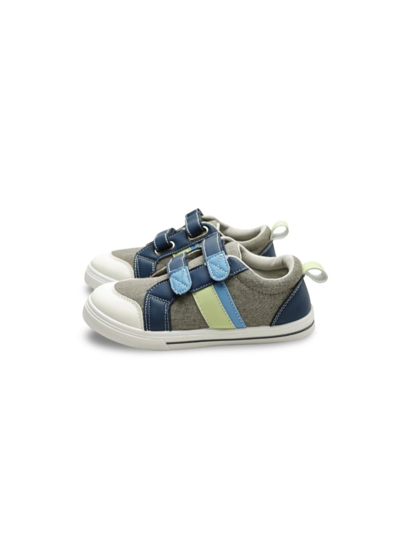 Baby Boys Canvas Sneakers – Blue & Green Jeans Double Strap Sneaker - Image 3