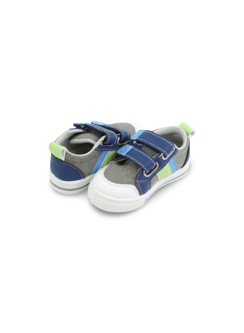 Baby Boys Canvas Sneakers – Blue & Green Jeans Double Strap Sneaker - Image 2