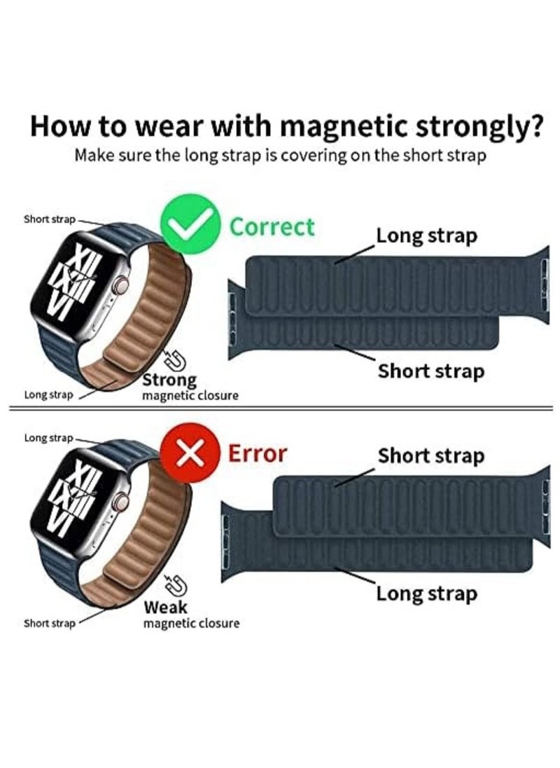 YOMNA - Leather Magnetic Loop Watch Band Strap for Apple Watch Ultra 49mm/45mm/44mm/42mm - Image 1