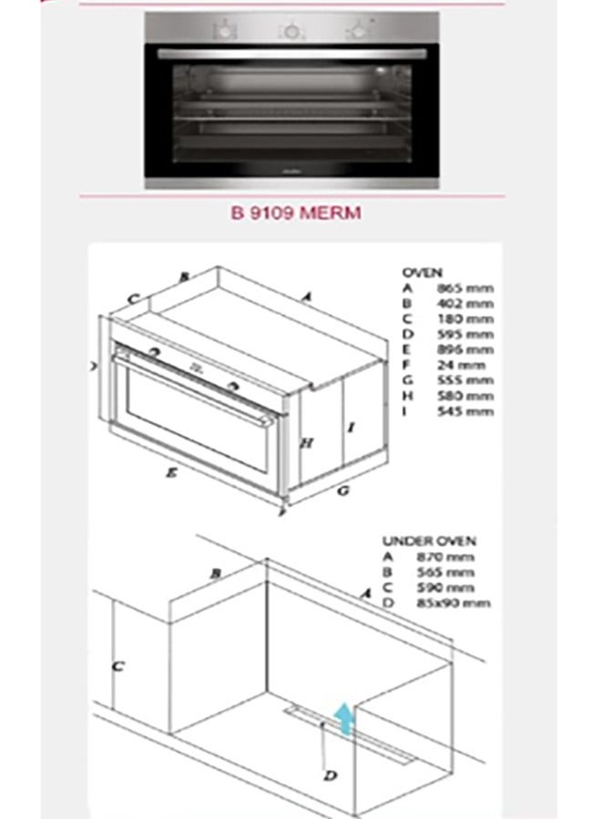 Simfer Built In Electric Oven 90 cm, 10 Functions, 142 Liters, 2 Fans, Silver | B9109DERM - Image 2