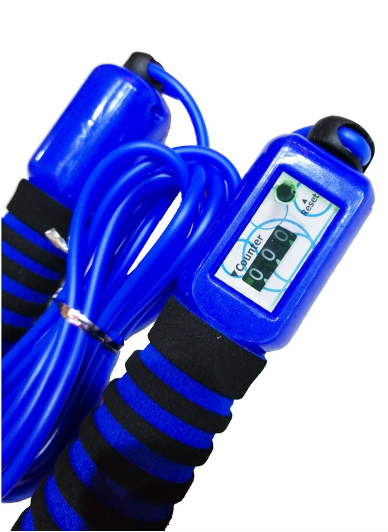 Generic - Adjustable Jump Rope With Counter & Foam Handles - Blue - Image 1