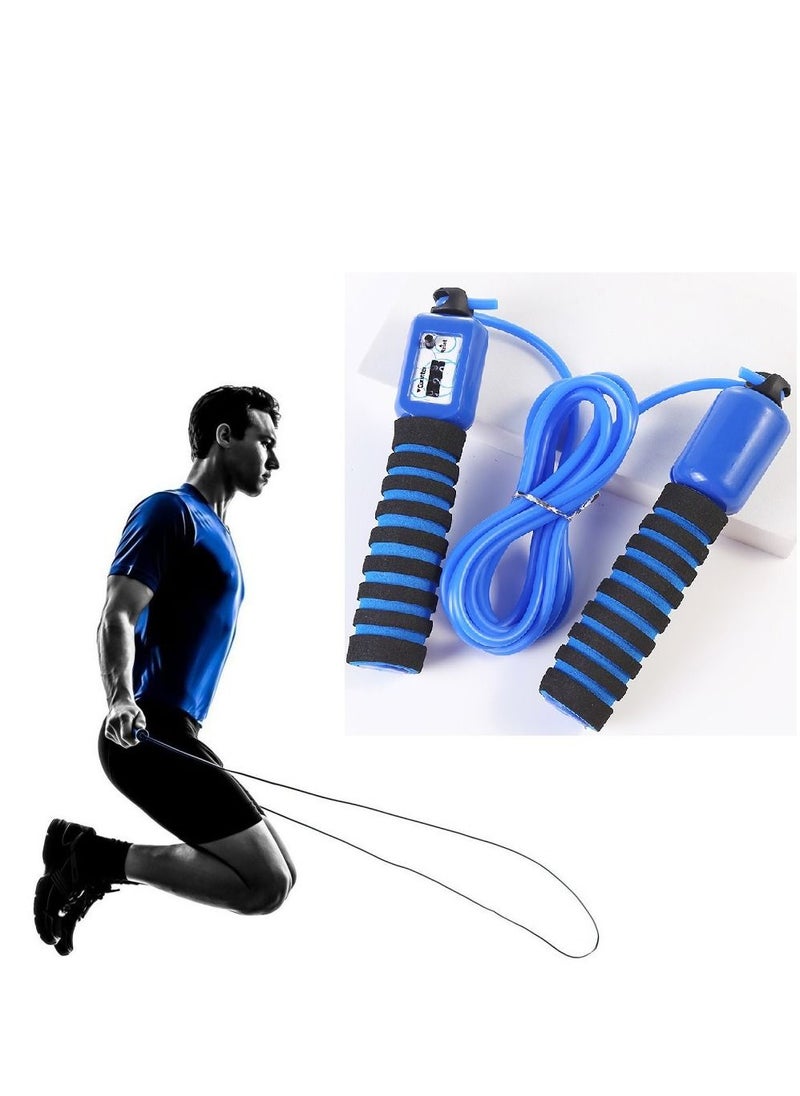 Generic - Adjustable Jump Rope With Counter & Foam Handles - Blue - Image 1