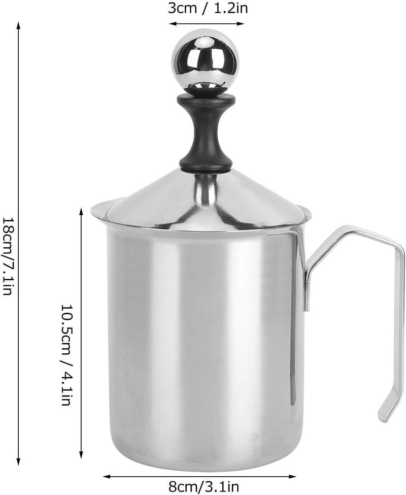 Delightbee Milk Frother Manual 400ml Milk Frothing Pitcher Stainless Steel Coffee Milk Foamer Latte Cappuccino Foam Pitcher with Handle | Manual Milk Creamer for Frothing and Steaming - Image 5
