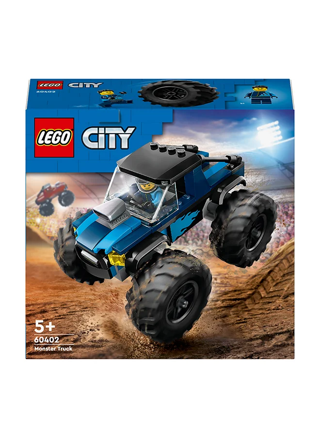 ليغو City Blue Monster Truck Toy for 5 Plus Year Old Boys & Girls, Vehicle Set with a Driver Minifigure, Creative Race Car Toys for Kids, Birthday Gift Idea 60402