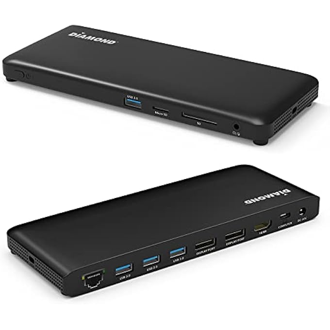 Diamond USB-C TRIPLE DISPLAY DOCKING STATION WITH CHARGING SUPPORTS WINDOWS, MAC USB TYPE-C AND THUNDERBOLT 3 TYPE-C, 4K MONITORS. X2 DISPLAYPORT, X4 USB 3.0, HDMI, 65W PD (UDC1000) - Image 1