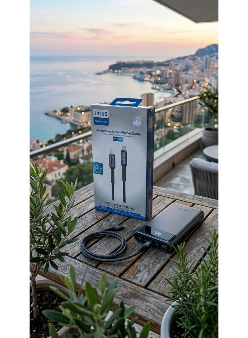iplus Fast Charging Type-C to Type-C Cable, 100W Power Delivery Charging Cable, USB-C to USB-C Fast Charger Cord, Advanced 100W PD Charging Cable, Type-C to Type-C Power Cable, Type-C Connector to Type-C Connector, Compatible with Laptops, MacBook, and iPad Pro, Charging Cable for iPhone 15 and iPhone 16 Pro Max, High-Speed Data Transfer up to 480Mbps, Durable Braided Fabric Cable Resistant to Wear and Cutting, Ideal 1.2 Meter Length for Everyday Use, Made with Strong Aluminum Alloy Connectors, Built-in Smart Chip for Battery Protection, Safe and Stable Charging for Smart Devices, Compatible with Samsung Galaxy, Huawei, and Xiaomi Devices, Strong and Flexible USB-C Cable, Tangle-Resistant Design, Compliant with Saudi SASO Standards, Premium Quality for Heavy Daily Use, Fast Charging Cable for Tablets and Laptops, Supports 100W Power Delivery (PD) Technology, High-Performance Original Charging Cable, Universally Compatible with Type-C Ports. - Image 3