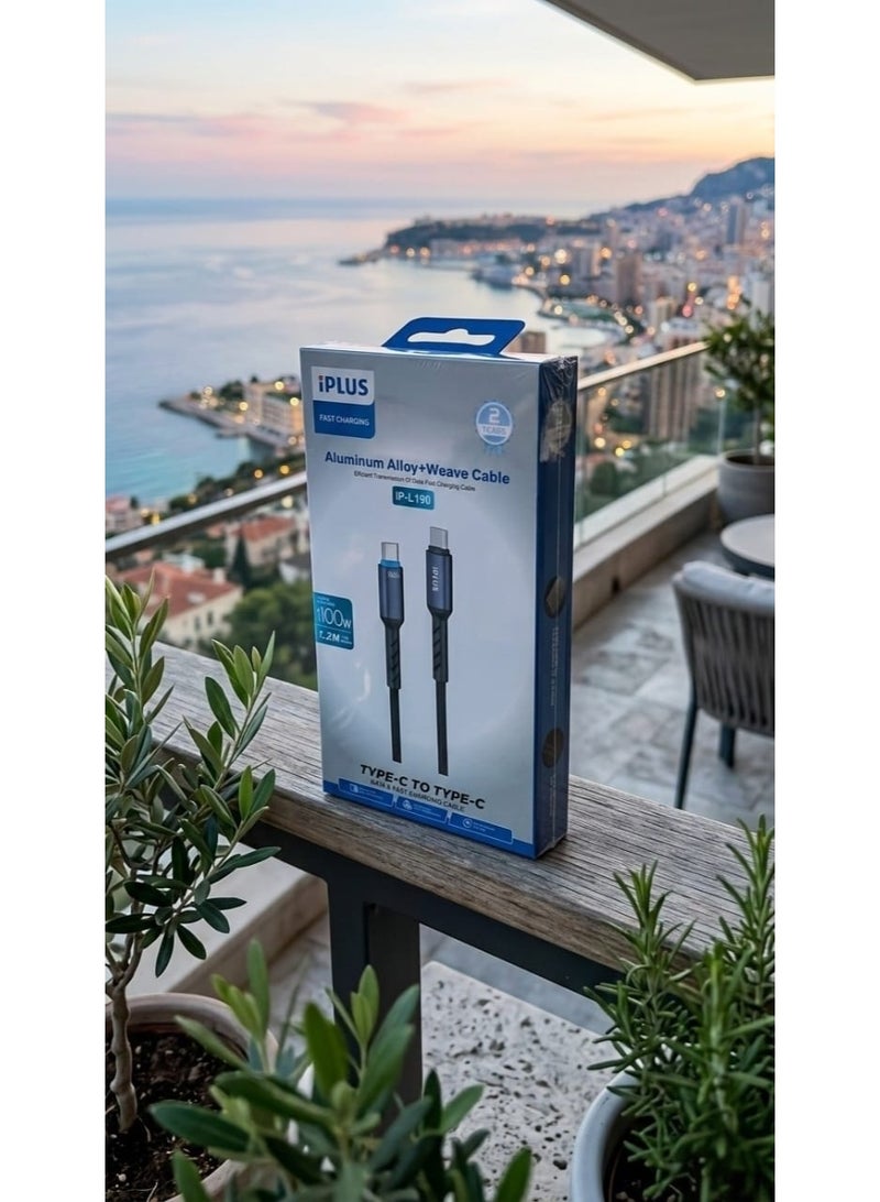 iplus Fast Charging Type-C to Type-C Cable, 100W Power Delivery Charging Cable, USB-C to USB-C Fast Charger Cord, Advanced 100W PD Charging Cable, Type-C to Type-C Power Cable, Type-C Connector to Type-C Connector, Compatible with Laptops, MacBook, and iPad Pro, Charging Cable for iPhone 15 and iPhone 16 Pro Max, High-Speed Data Transfer up to 480Mbps, Durable Braided Fabric Cable Resistant to Wear and Cutting, Ideal 1.2 Meter Length for Everyday Use, Made with Strong Aluminum Alloy Connectors, Built-in Smart Chip for Battery Protection, Safe and Stable Charging for Smart Devices, Compatible with Samsung Galaxy, Huawei, and Xiaomi Devices, Strong and Flexible USB-C Cable, Tangle-Resistant Design, Compliant with Saudi SASO Standards, Premium Quality for Heavy Daily Use, Fast Charging Cable for Tablets and Laptops, Supports 100W Power Delivery (PD) Technology, High-Performance Original Charging Cable, Universally Compatible with Type-C Ports. - Image 5