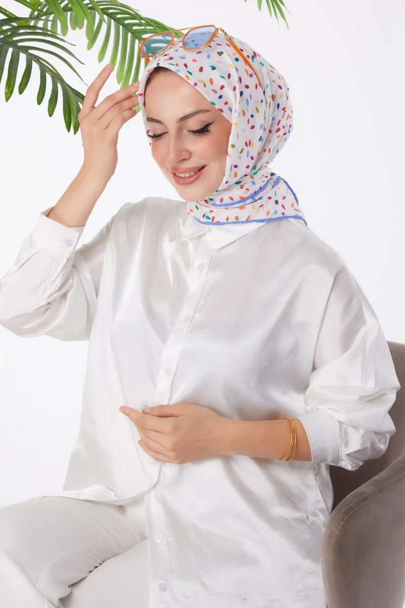 Tofisa Plain Medium Women's Blue Patterned Scarf - 25972