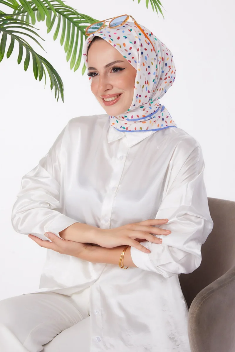 Tofisa Plain Medium Women's Blue Patterned Scarf - 25972
