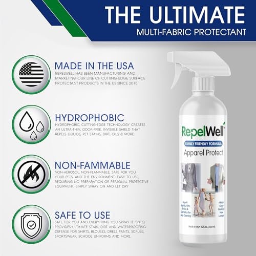 RepelWell Apparel Protect (12oz) Stain & Water Repellent Spray – Non-Toxic, Eco-Friendly, Pet-Safe Sprays for Clothing & More - Image 4