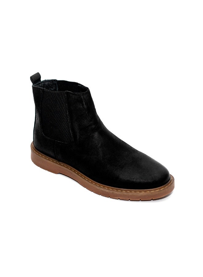 Levent Men Genuine Leather Half Boot - Black - Image 1