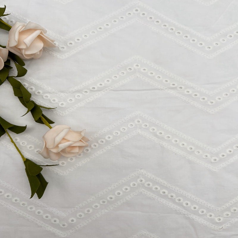 Silk elegant Cotton geometric embroidery lace cotton embroidered fabric dress decorative accessories DIY handmade - Image 3