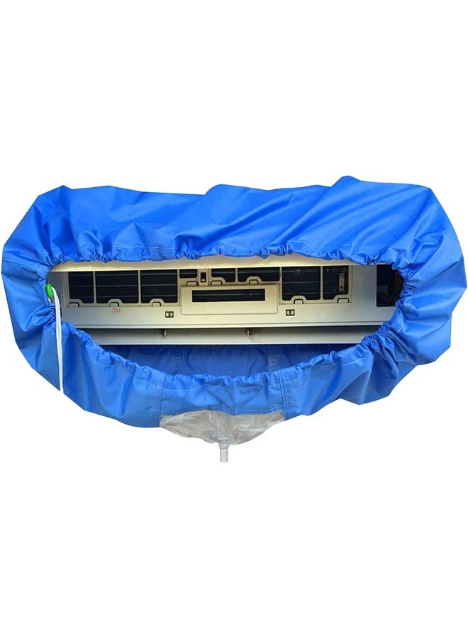 KUYING KUYING Air Conditioner Cleaning Protector Cover Waterproof Dustproof Cover Bag with Drain Outlet and Water Pipe Dust Washing Clean Protector Bag Blue  - Image 1