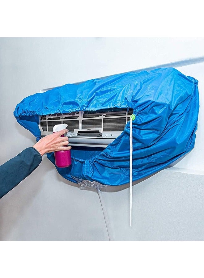 KUYING KUYING Air Conditioner Cleaning Protector Cover Waterproof Dustproof Cover Bag with Drain Outlet and Water Pipe Dust Washing Clean Protector Bag Blue  - Image 4