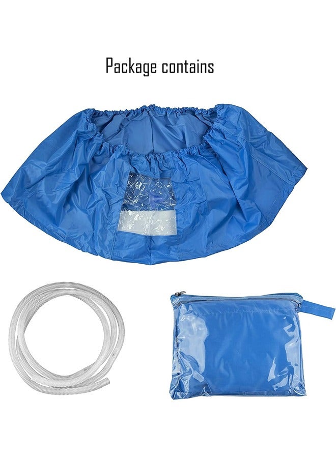 KUYING KUYING Air Conditioner Cleaning Protector Cover Waterproof Dustproof Cover Bag with Drain Outlet and Water Pipe Dust Washing Clean Protector Bag Blue  - Image 2