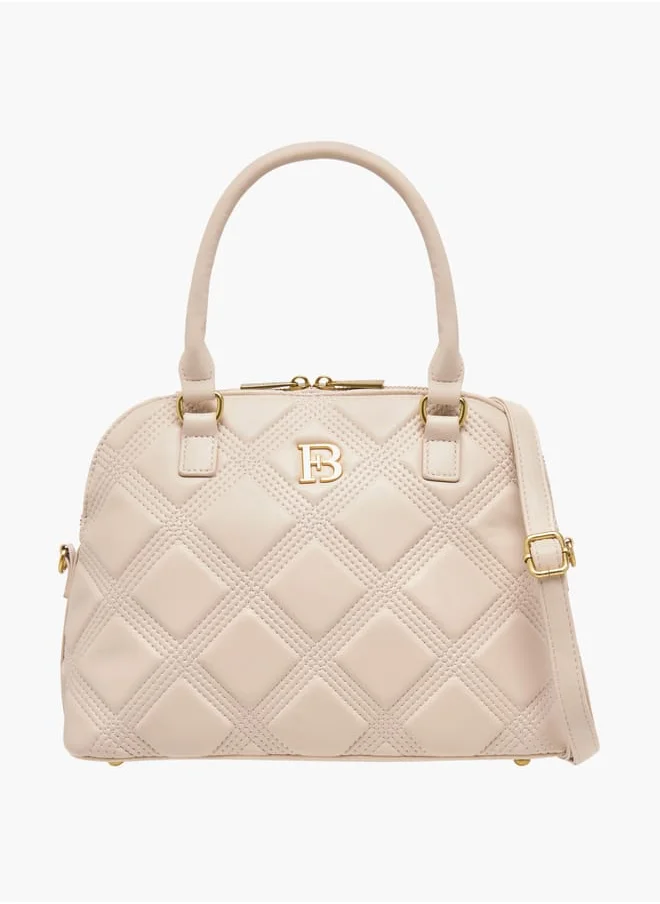 Flora Bella By Shoexpress Women Quilted Tote Bag with Detachable Strap and Zip Closure