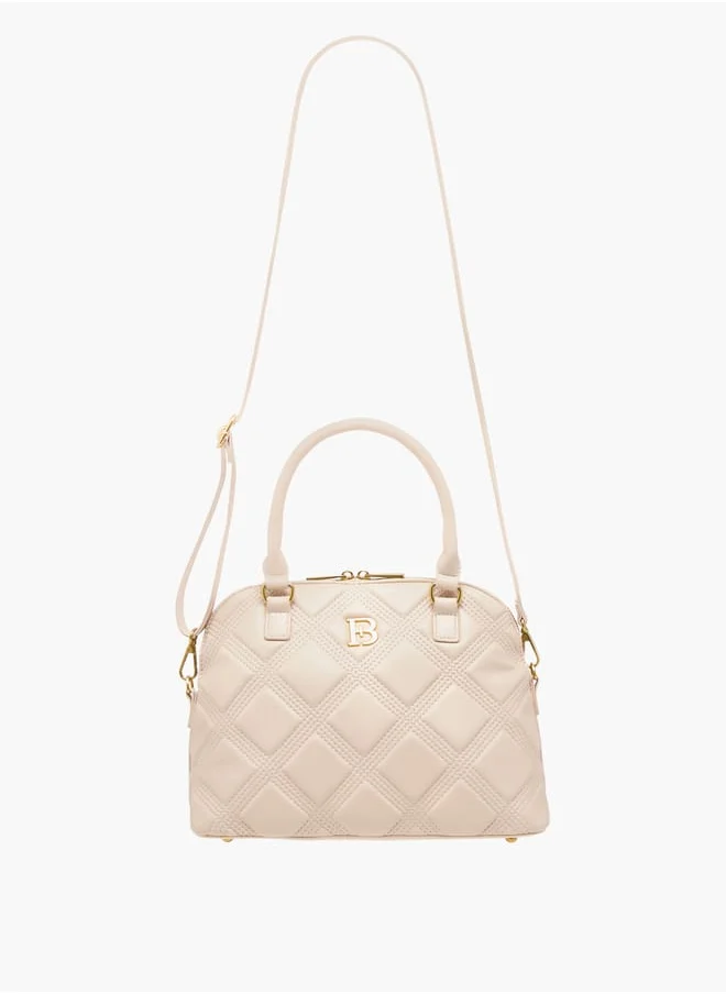 Flora Bella By Shoexpress Women Quilted Tote Bag with Detachable Strap and Zip Closure