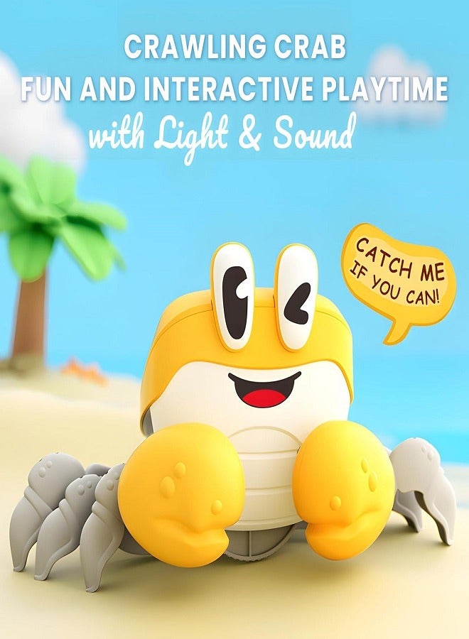 سلطعون زاحف لعبة للأطفال، سلطعون متحرك يرقص، ألعاب وقت البطن للأطفال الرضع، تعلم الزحف للأطفال، هدايا للأطفال الصغار من الأولاد والبنات لعبة موسيقية وإضاءة تفاعلية حسية (صفراء) - Image 2