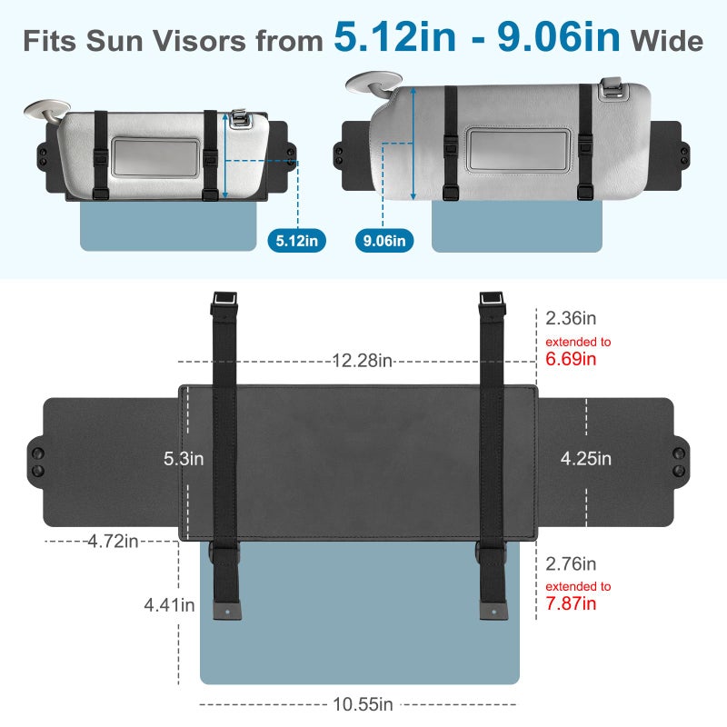 Autiora Sun Visor Extender for Car, Visor Extender Sun Blocker, Sun Visor Extension with Anti-Glare Lens Blocks UV & Sunlight, Adjustable Car Sun Visor for Safe Driving (1 Pack) - Image 5