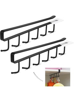 SHOWAY 2pcs Mug Hooks Cups Storage Hooks, Kitchen Utensil Ties Belts and Scarf Hanging Hook Rack Holder Under Cabinet Closet Without Drilling, Black, LC-MGH-BK  - Image 1