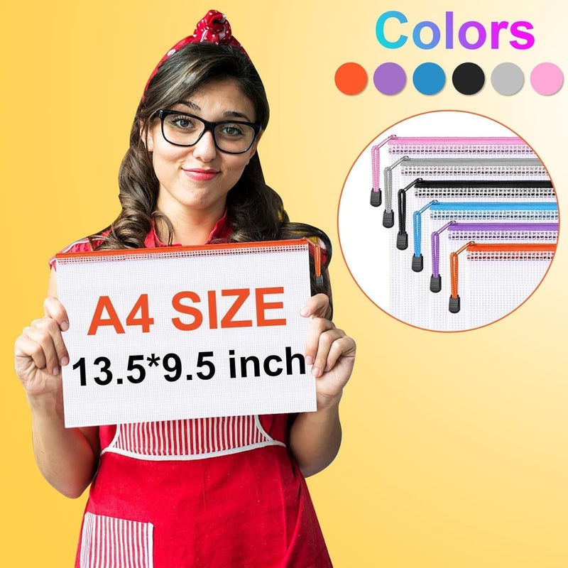 Jicsetk Mesh Zipper Pouch,24pcs Zipper Bags,Waterproof Plastic Document Pouch,Zip File Folders for School Office Supplies. - Image 2