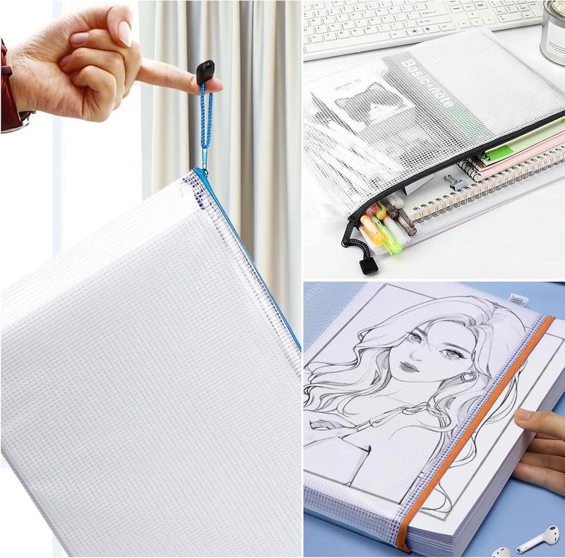Jicsetk Mesh Zipper Pouch,24pcs Zipper Bags,Waterproof Plastic Document Pouch,Zip File Folders for School Office Supplies. - Image 4