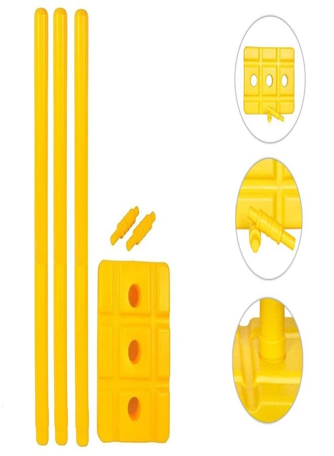 Fazzul Heavy Plastic Cricket Stumps Set - 3 Stumps + 2 Bails + 1 Stand (Yellow)(Plastic Wicket Set) Cricket Standard Wickets for Cricket Ground, Match, Tournament Stump with Stand & Bails - Image 3