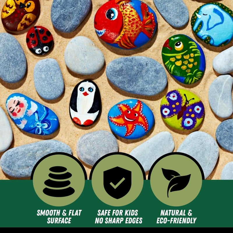 PGN Bearings PGN 40 Large River Rocks for Painting - Stimulate Your Childrenâ€™s Creativity with Our Painting Rocks for Kids - Flat and Smooth - Fun & Engaging Rock Painting with The Family - 2-4 Inches - Image 2