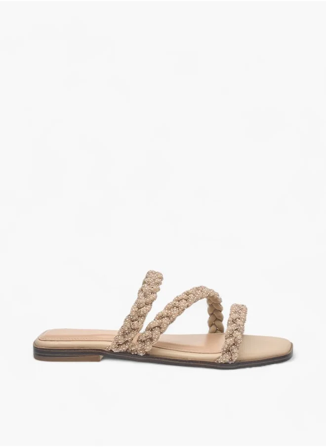 Celeste Womens Embellished Slip-On Sandals