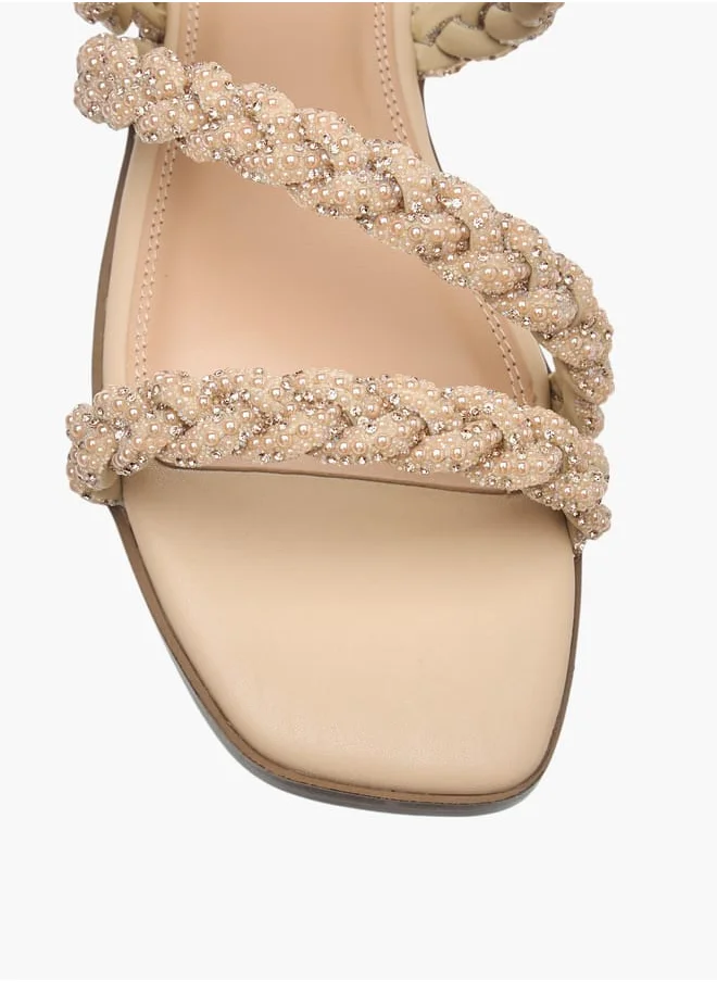 Celeste Womens Embellished Slip-On Sandals