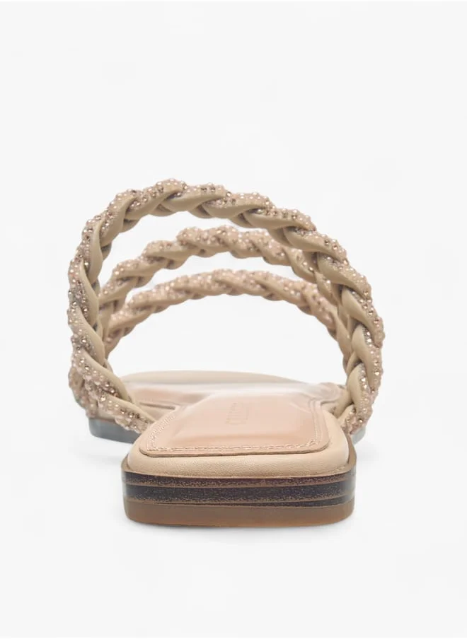 Celeste Womens Embellished Slip-On Sandals