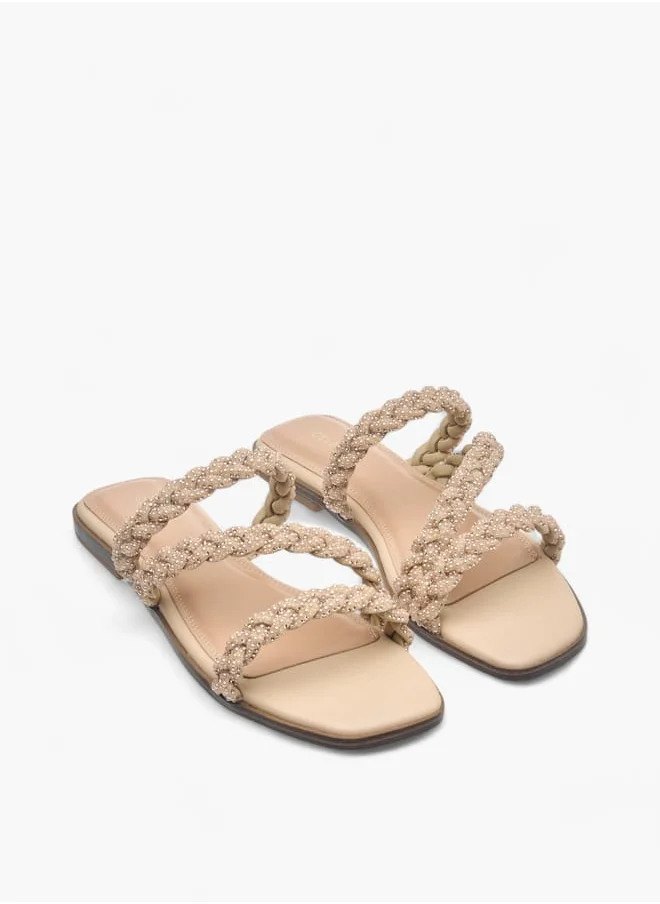 Celeste Womens Embellished Slip-On Sandals