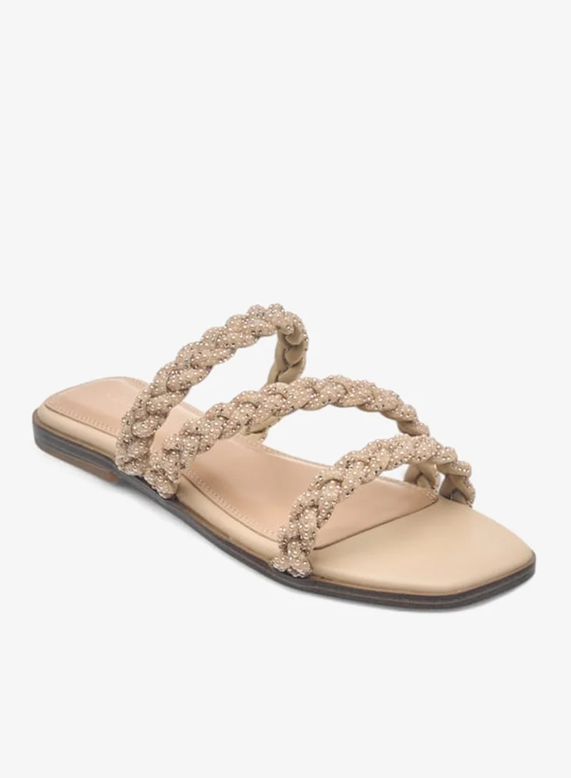 Celeste Womens Embellished Slip-On Sandals