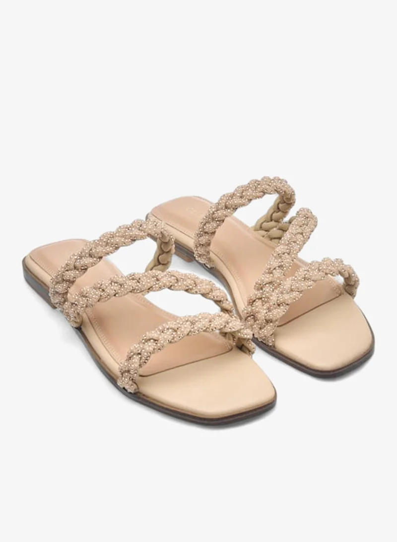 Celeste Womens Embellished Slip-On Sandals