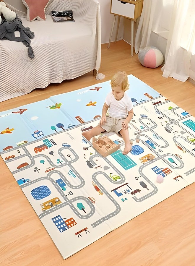 STOFFIER GARTEN Double Sided Water Proof Baby Play Mat, Reversible Play mats for Kids, Baby Carpet, Playmat for Crawling Baby, Extra Large Fordable Foam Baby Play Mat - Size, 6'5" x 6' Ft - Image 1