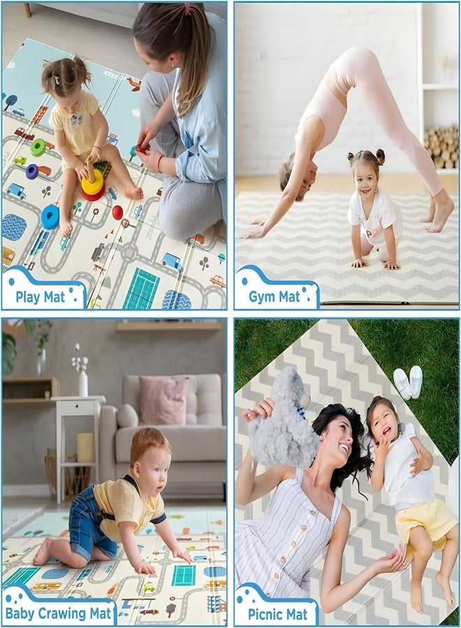 STOFFIER GARTEN Double Sided Water Proof Baby Play Mat, Reversible Play mats for Kids, Baby Carpet, Playmat for Crawling Baby, Extra Large Fordable Foam Baby Play Mat - Size, 6'5" x 6' Ft - Image 2