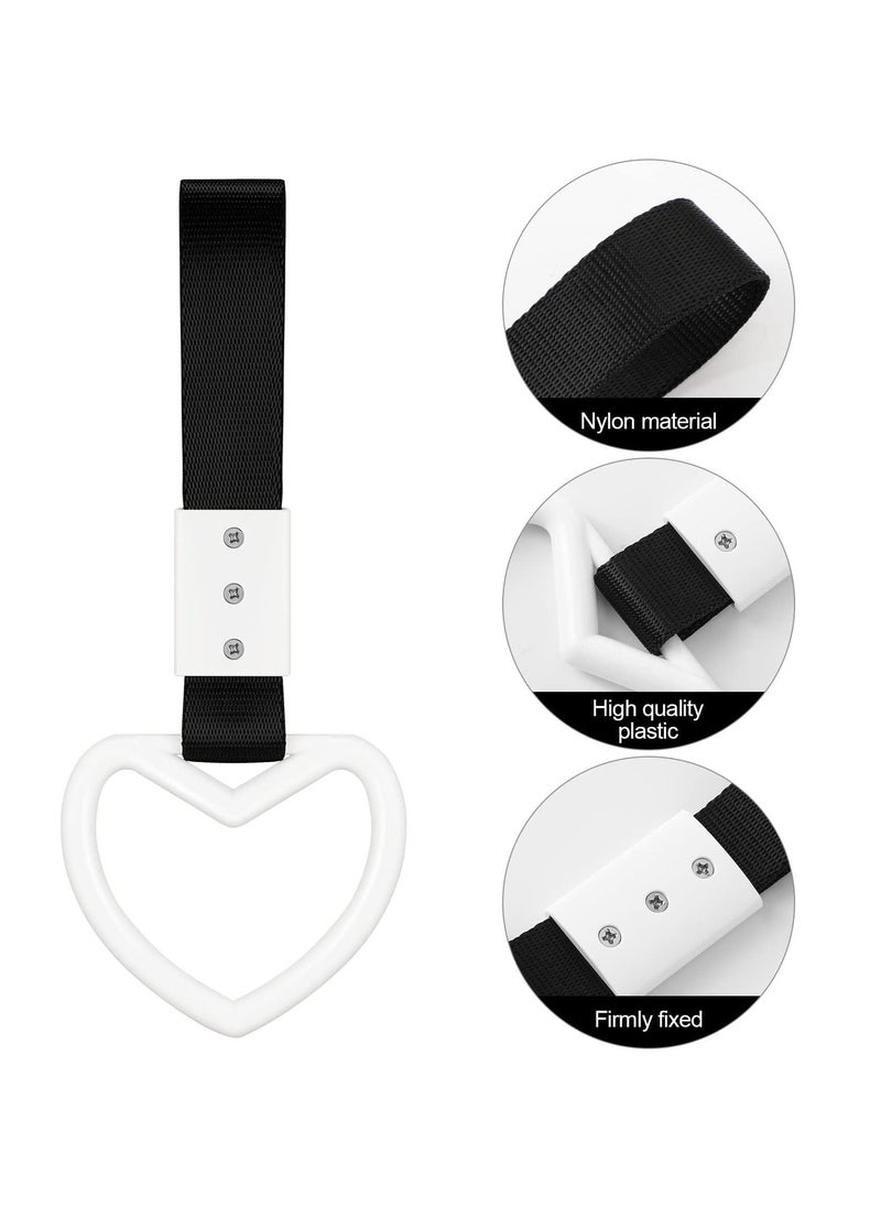 Y&D SYOSI 4 Pieces Heart-shaped Rings Car Handle Straps, Decor Straps Rear Bumper Warning Ring Interior (Black, White)  - Image 3