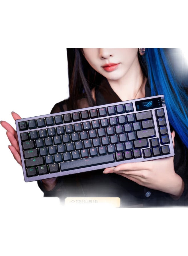 Rog Night Demon Mechanical Keyboard, Wired/wireless/bluetooth Triple-mode Gaming Keyboard, 75-key Layout, Nx Ice Storm Gray Switches, Rgb Hot-swappable, Cust Izable Gasket Structure, Oled Screen, Black - Image 2
