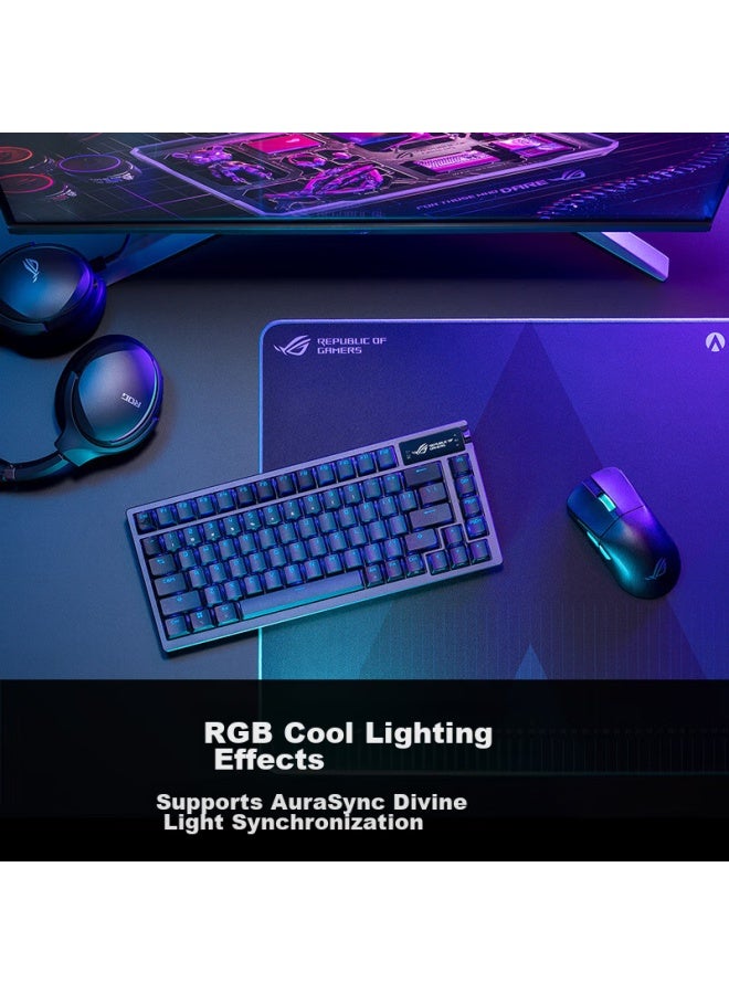 Rog Night Demon Mechanical Keyboard, Wired/wireless/bluetooth Triple-mode Gaming Keyboard, 75-key Layout, Nx Ice Storm Gray Switches, Rgb Hot-swappable, Customizable Gasket Structure, Oled Screen, Black - Image 4