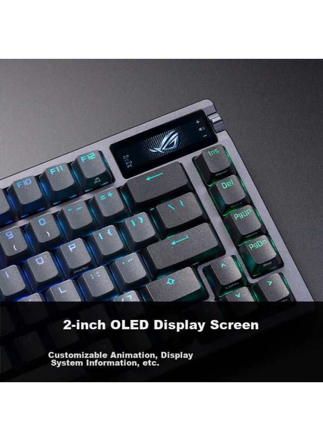 Rog Night Demon Mechanical Keyboard, Wired/wireless/bluetooth Triple-mode Gaming Keyboard, 75-key Layout, Nx Ice Storm Gray Switches, Rgb Hot-swappable, Customizable Gasket Structure, Oled Screen, Black - Image 3