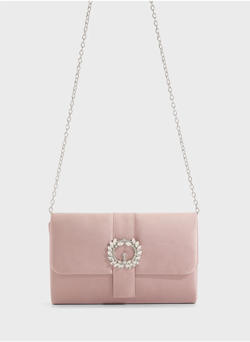 Ella Limited Edition Embellished Trim Satin Clutch Bag