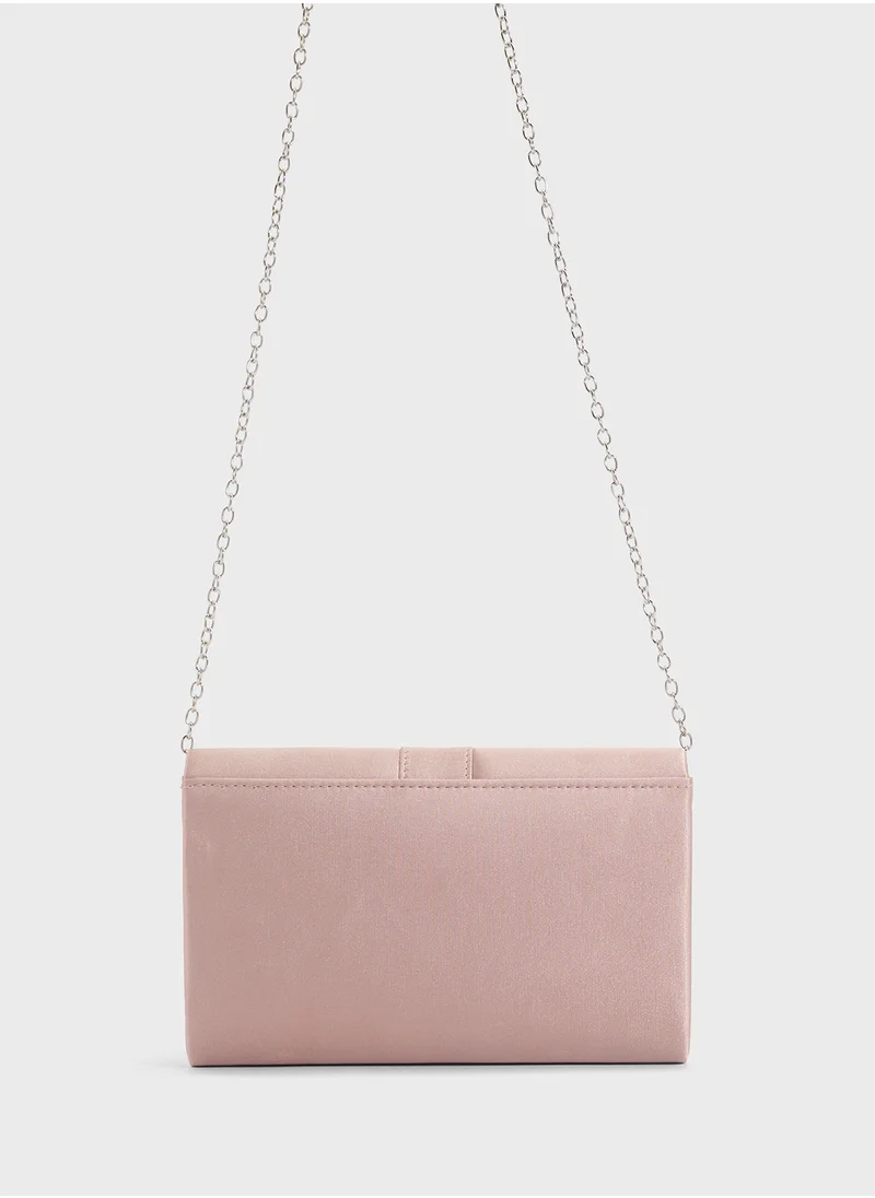 Ella Limited Edition Embellished Trim Satin Clutch Bag