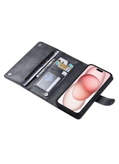 Generic Case Cover For iPhone 15 ViLi GV Series MagSafe Magnetic Zipper Leather Phone Case Black 