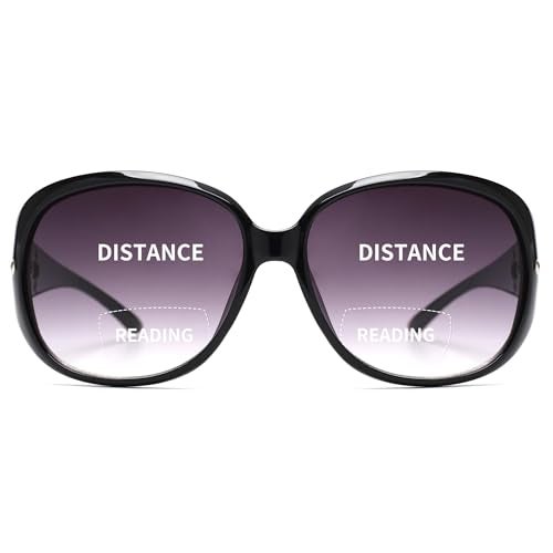 JM Classic Bifocal Reading Sunglasses for Women Vintage Reader Glasses Outdoor UV Protection Black +2.5 - Image 1