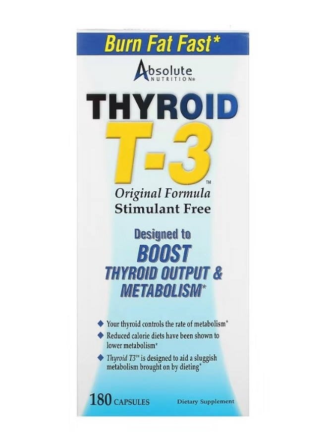 Absolute Nutrition Thyroid T3 Original Formula 180 Capsules - Image 1
