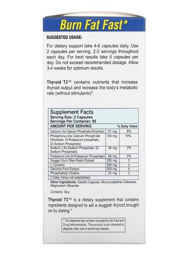 Absolute Nutrition Thyroid T3 Original Formula 180 Capsules - Image 2