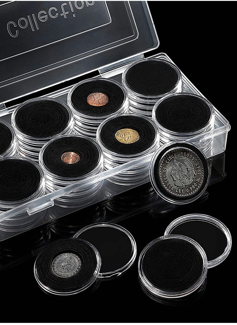 null - 40 كبسولات عملات مع حشوات فوم وصندوق تنظيم - 8 أحجام (17-46mm) لجمع العملات - حل تخزين شفاف - Image 1